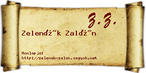 Zelenák Zalán névjegykártya