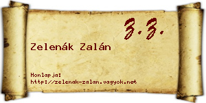 Zelenák Zalán névjegykártya